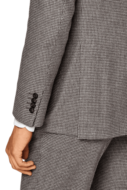 Brown Houndstooth Single Breasted 3-Piece Suit