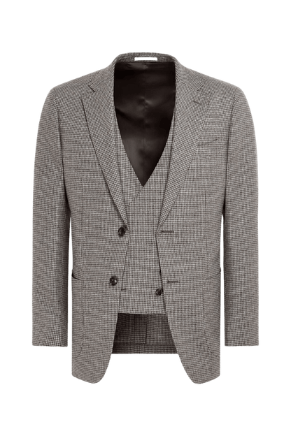 Brown Houndstooth Single Breasted 3-Piece Suit