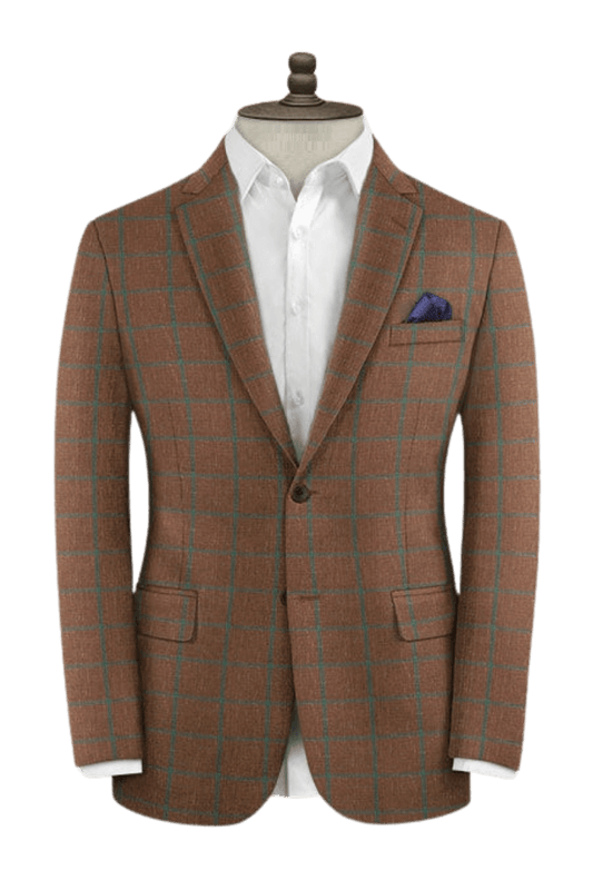 Brown Plaid 2-Button Wool Suit