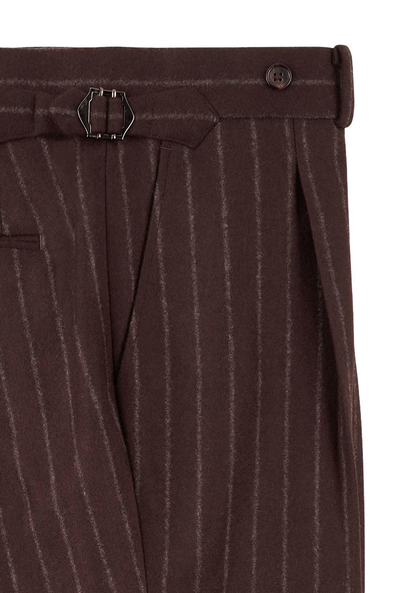 Brown Stripe Flannel Double Breast Suit