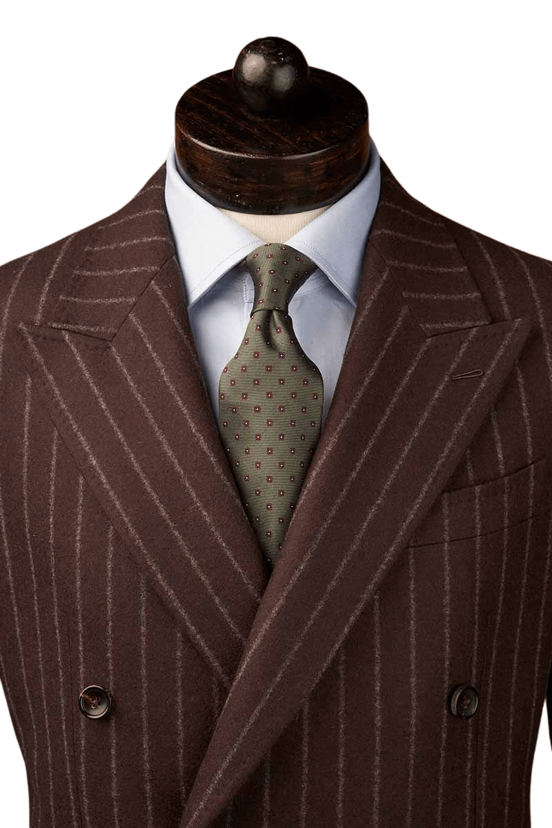 Brown Stripe Flannel Double Breast Suit