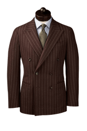 Brown Stripe Flannel Double Breast Suit