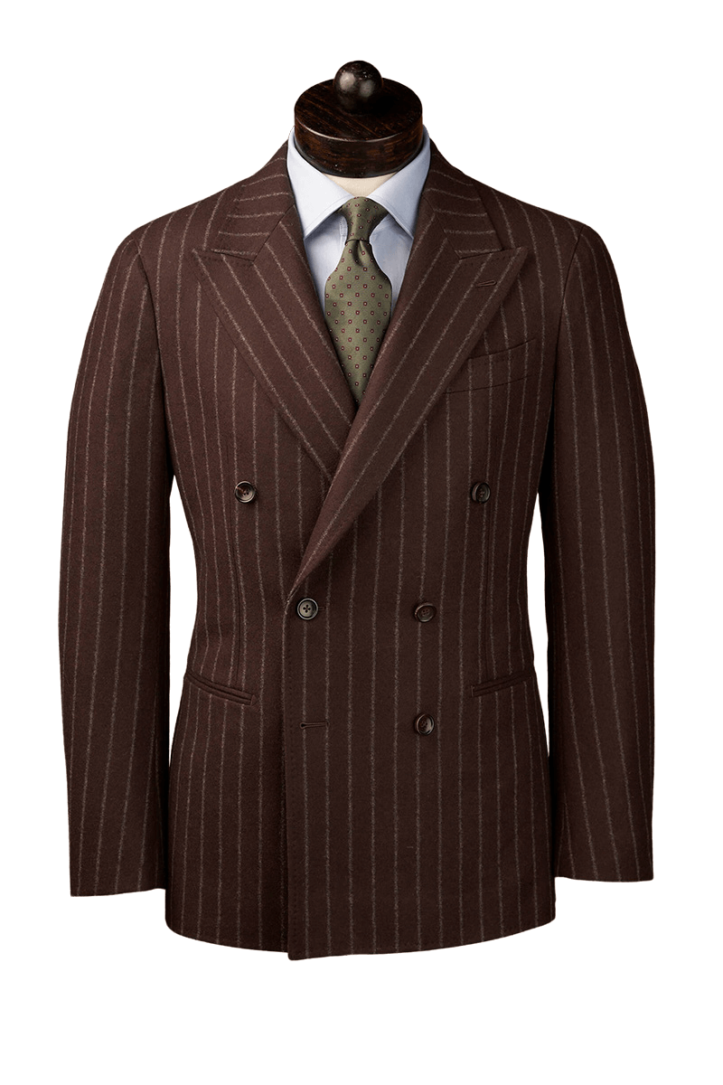 Brown Stripe Flannel Double Breast Suit