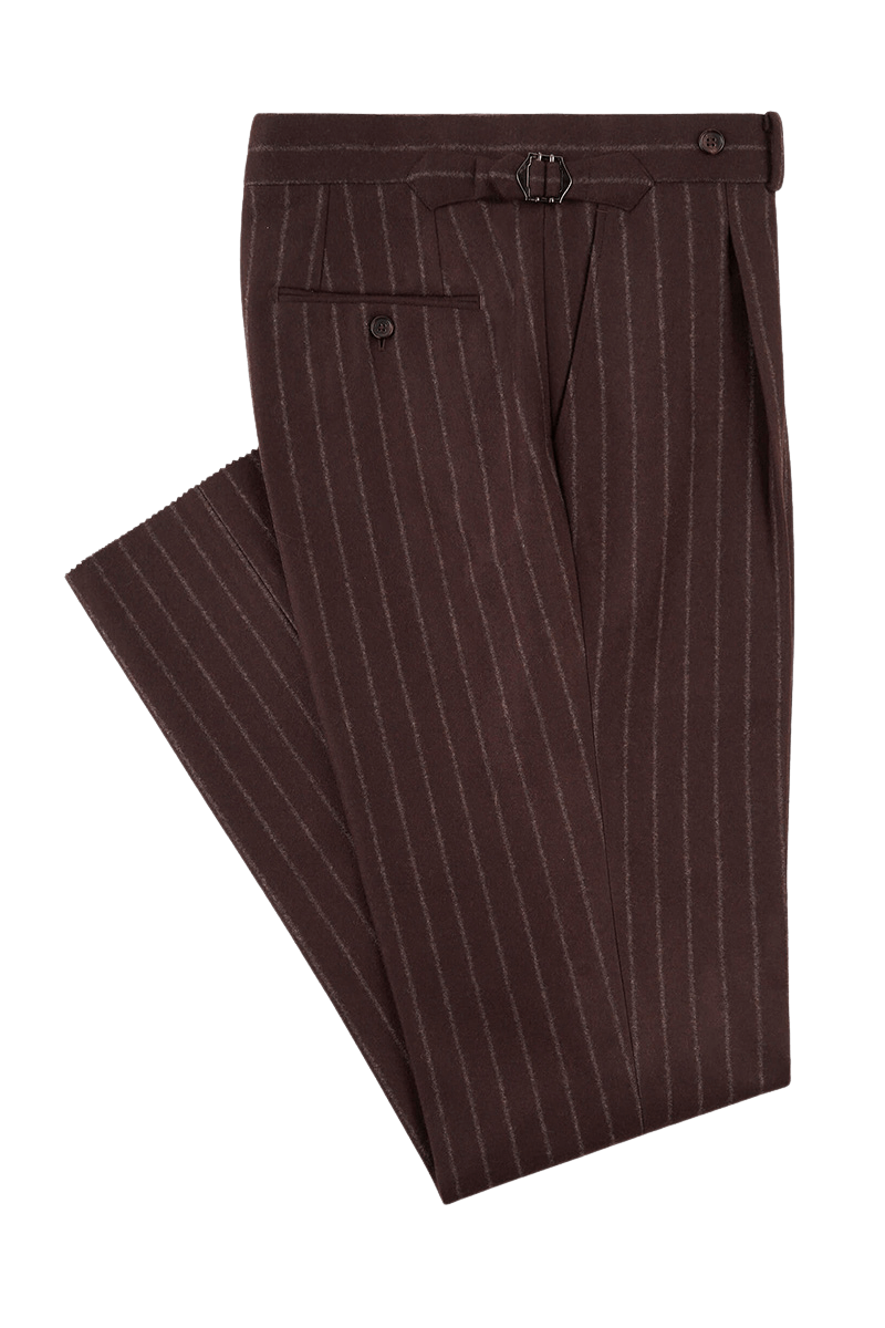 Brown Stripe Flannel Double Breast Suit