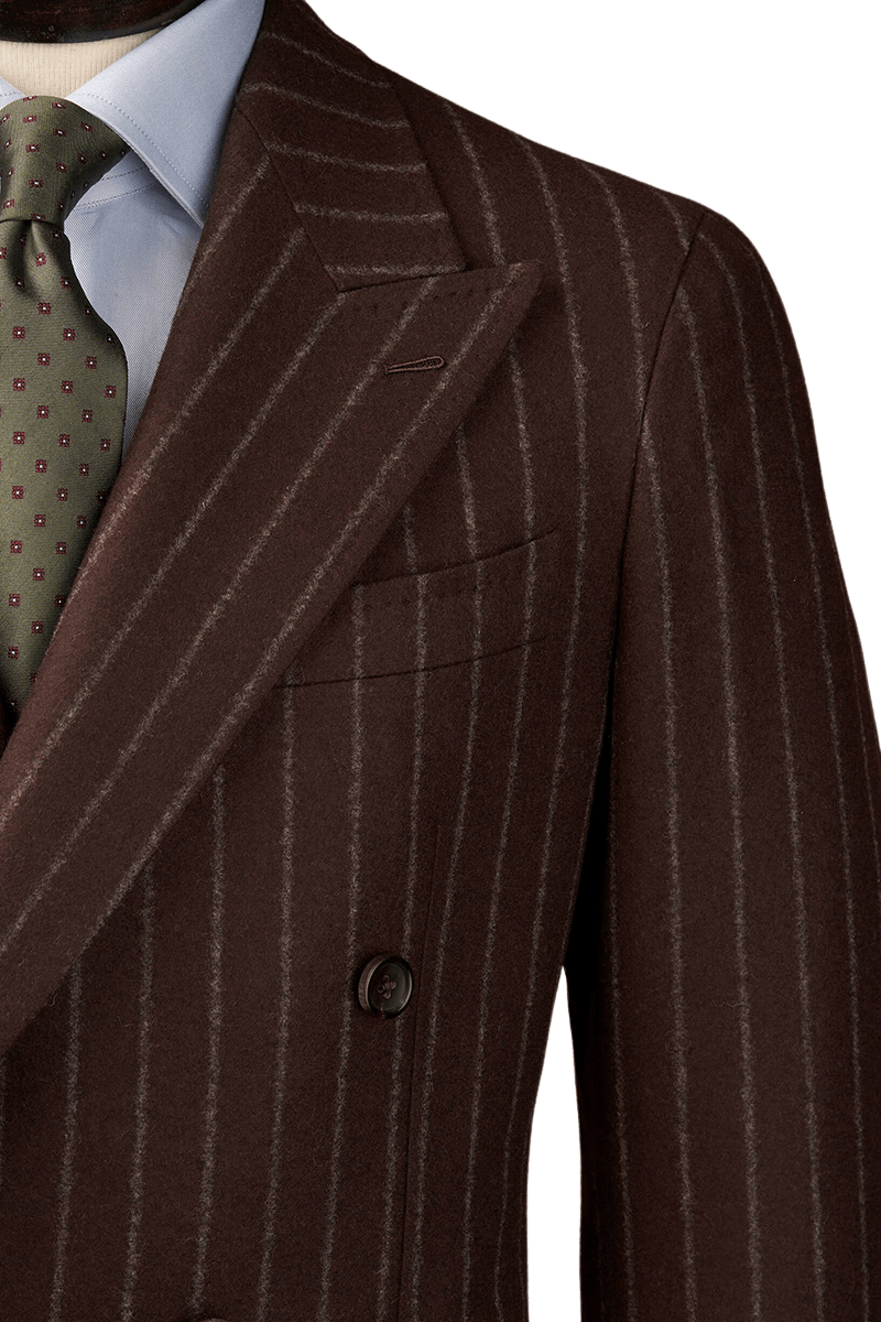 Brown Stripe Flannel Double Breast Suit