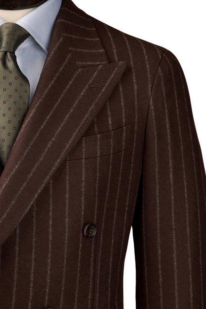 Brown Stripe Flannel Double Breast Suit