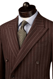 Brown Stripe Flannel Double Breast Suit