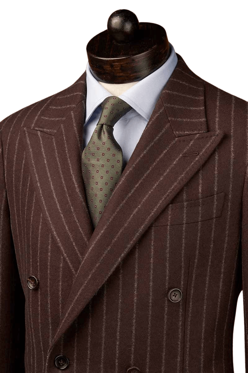 Brown Stripe Flannel Double Breast Suit