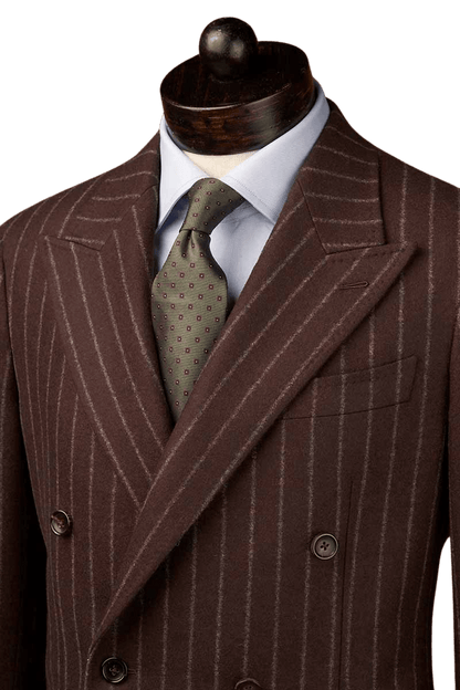 Brown Stripe Flannel Double Breast Suit