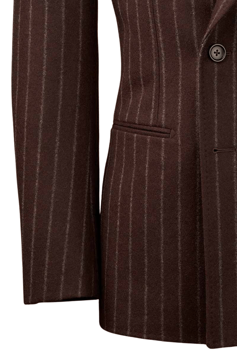 Brown Stripe Flannel Double Breast Suit