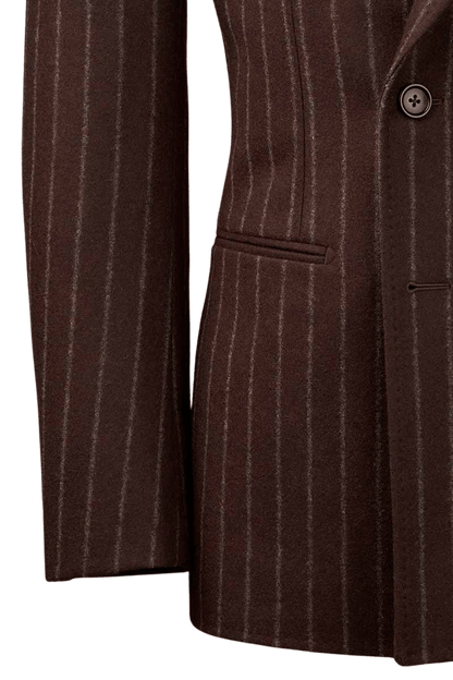 Brown Stripe Flannel Double Breast Suit