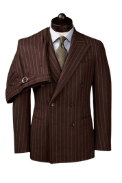 Brown Stripe Flannel Double Breast Suit