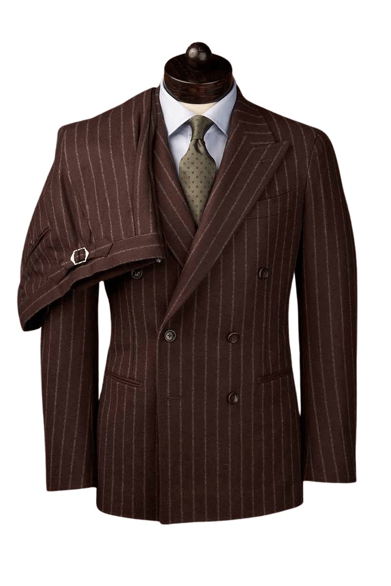 Brown Stripe Flannel Double Breast Suit