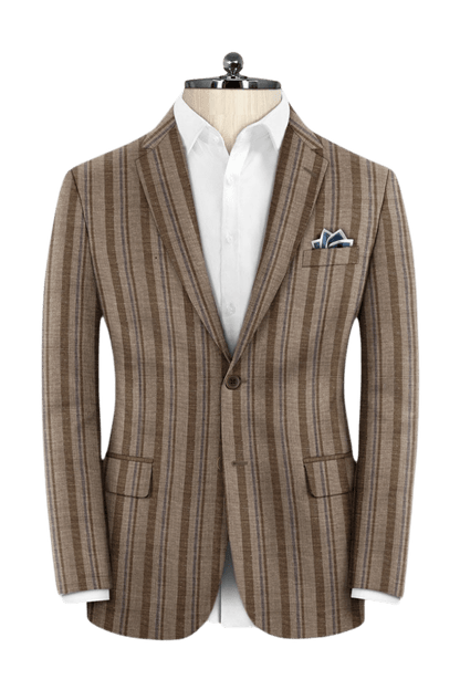 Brown Stripe Wool 2-Piece Suit