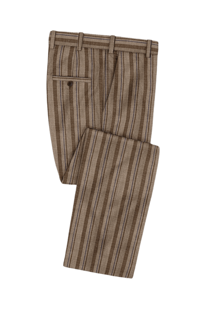 Brown Stripe Wool 2-Piece Suit