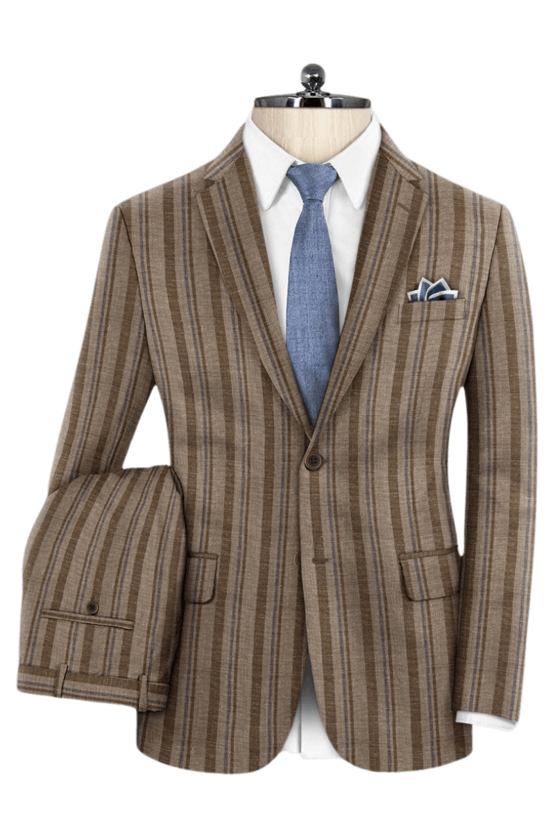 Brown Stripe Wool 2-Piece Suit