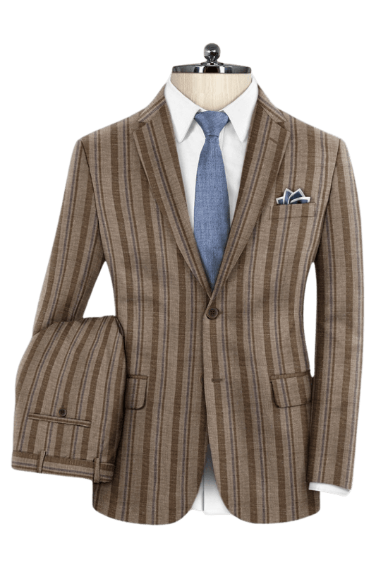 Brown Stripe Wool 2-Piece Suit