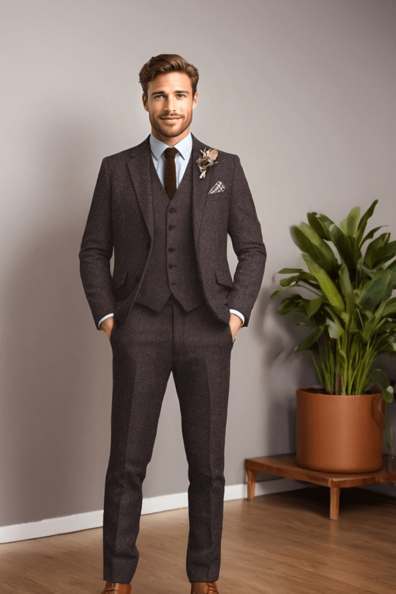 Brown Tweed Notch Lapel Suit