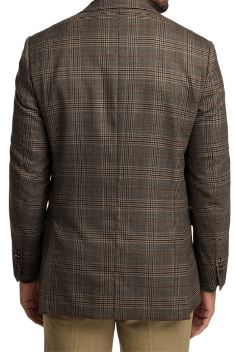 Brown Wool Plaid Single Breasted Notch Lapel Jacket