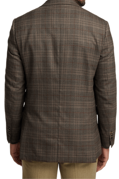 Brown Wool Plaid Single Breasted Notch Lapel Jacket