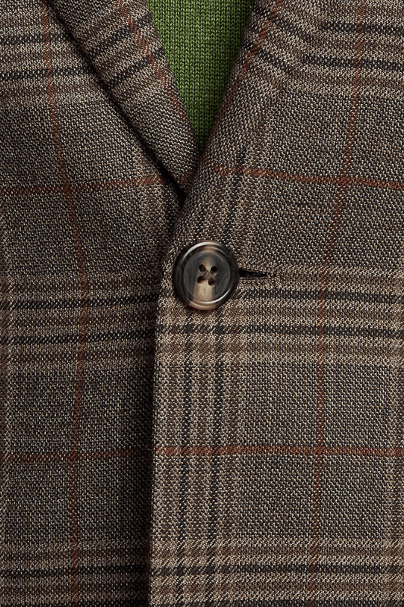 Brown Wool Plaid Single Breasted Notch Lapel Jacket