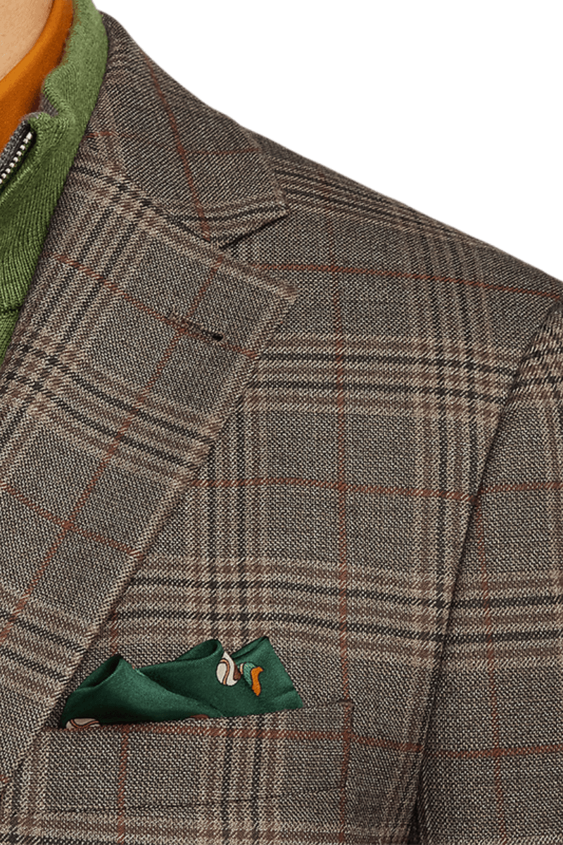 Brown Wool Plaid Single Breasted Notch Lapel Jacket