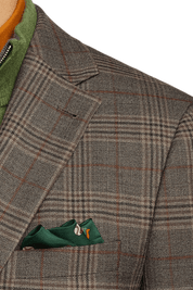 Brown Wool Plaid Single Breasted Notch Lapel Jacket