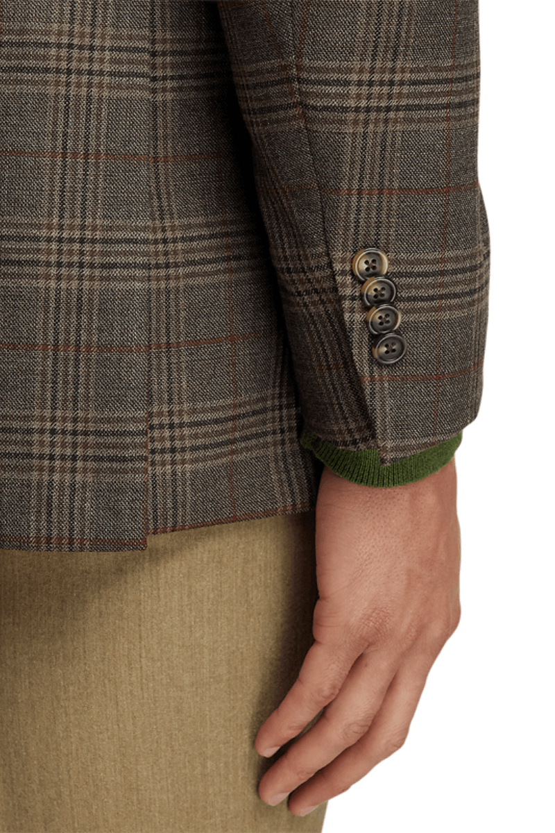 Brown Wool Plaid Single Breasted Notch Lapel Jacket