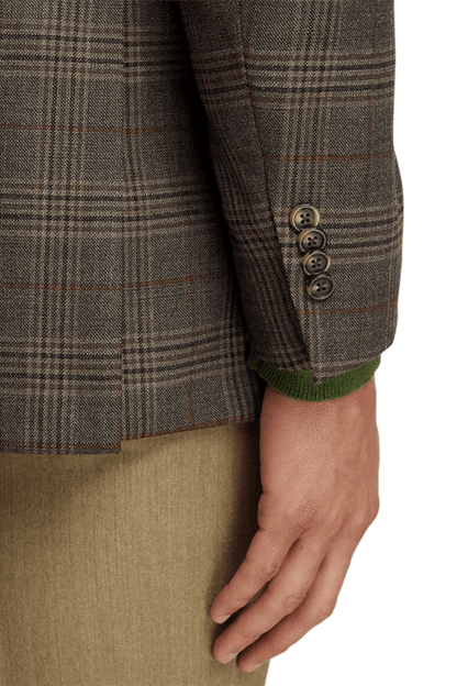 Brown Wool Plaid Single Breasted Notch Lapel Jacket