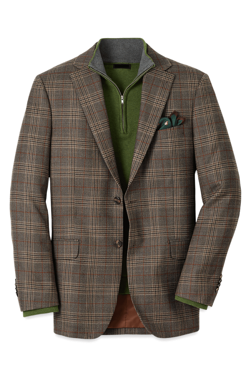 Brown Wool Plaid Single Breasted Notch Lapel Jacket