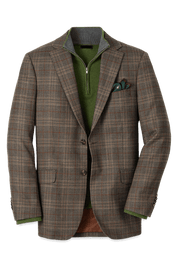 Brown Wool Plaid Single Breasted Notch Lapel Jacket