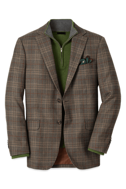 Brown Wool Plaid Single Breasted Notch Lapel Jacket