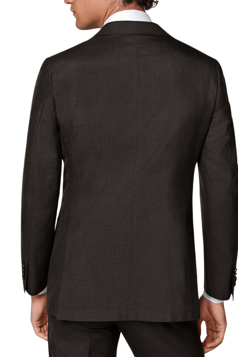 Brown Wool Single Breasted 3-Piece Suit