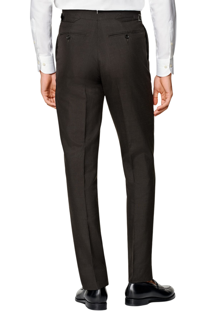 Brown Wool Single Breasted 3-Piece Suit