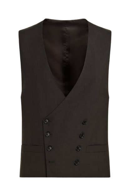 Brown Wool Single Breasted 3-Piece Suit