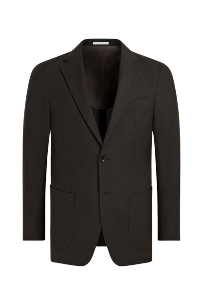 Brown Wool Single Breasted 3-Piece Suit