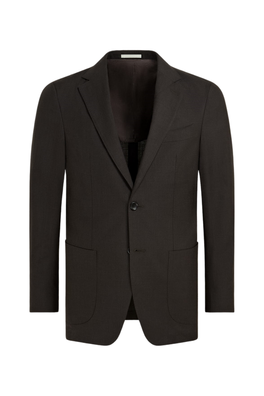 Brown Wool Single Breasted 3-Piece Suit