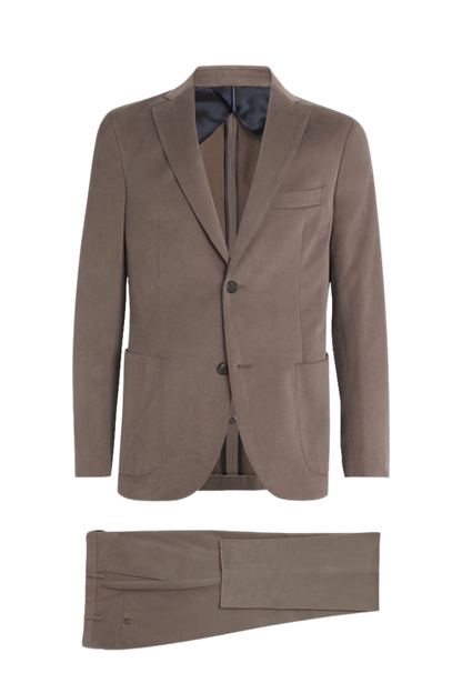 Brauner 2-teiliger Anzug mit 2 Knöpfen, reguläre Passform 