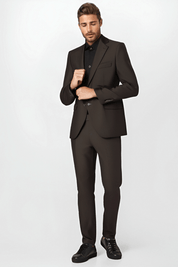 Dark Brown Regular fit 2 piece 2-Button Suit