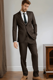 Dark Brown Regular fit 2 piece 2-Button Suit