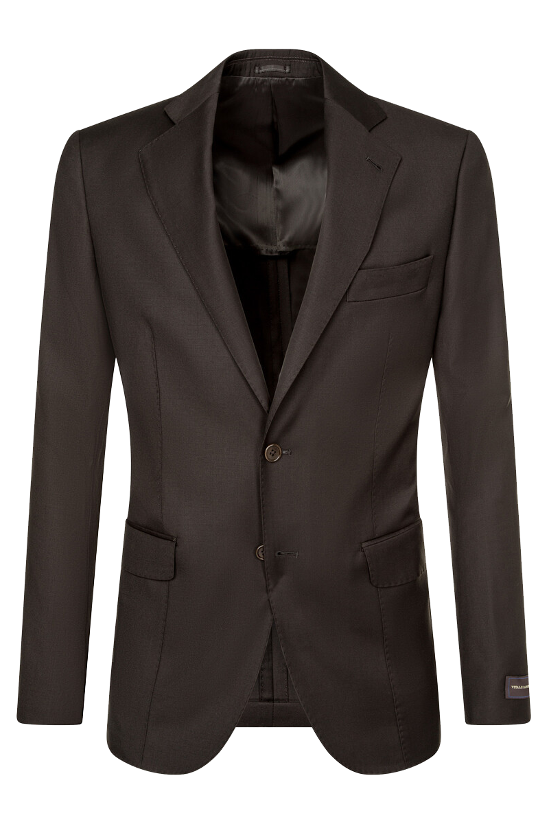 Traje de 2 piezas de corte regular y 2 botones en color marrón oscuro