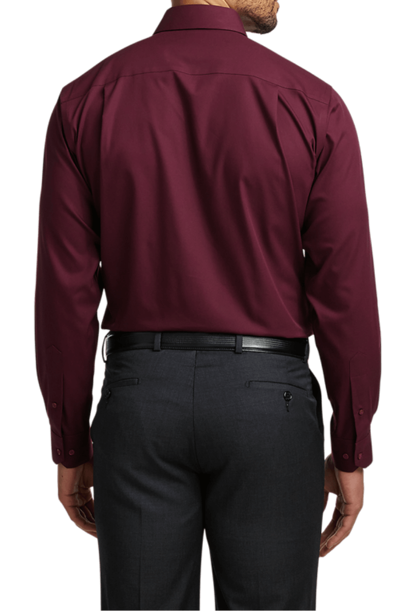 Burgundy Cotton Twill Spread Collar Shirt