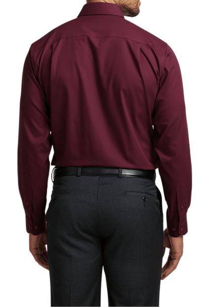 Burgundy Cotton Twill Spread Collar Shirt