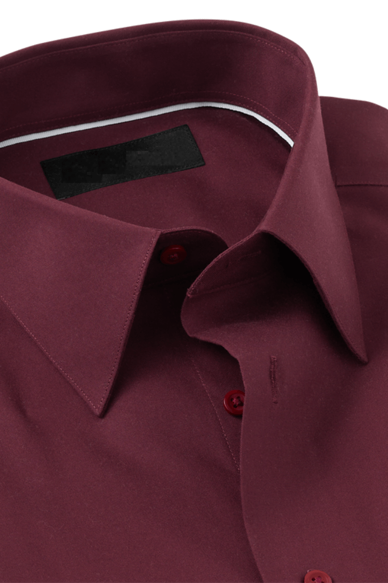 Burgundy Cotton Twill Spread Collar Shirt