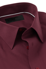 Burgundy Cotton Twill Spread Collar Shirt