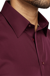 Burgundy Cotton Twill Spread Collar Shirt