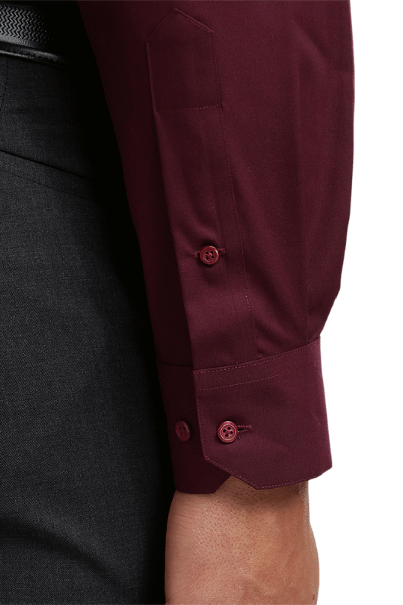 Burgundy Cotton Twill Spread Collar Shirt