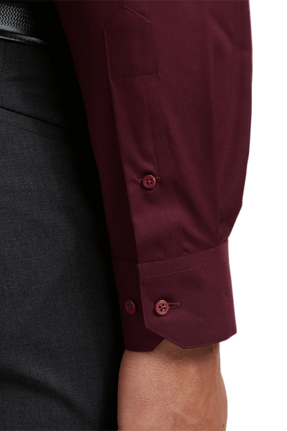 Burgundy Cotton Twill Spread Collar Shirt