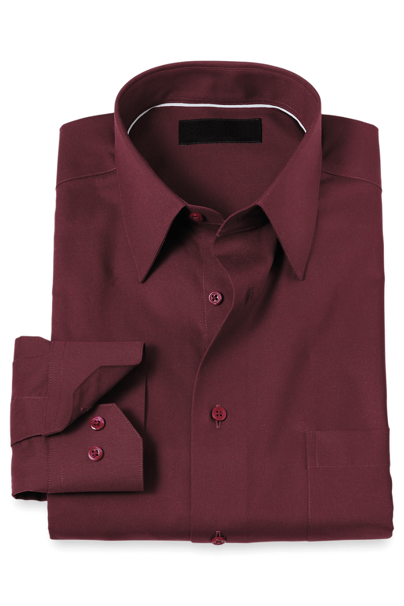 Burgundy Cotton Twill Spread Collar Shirt