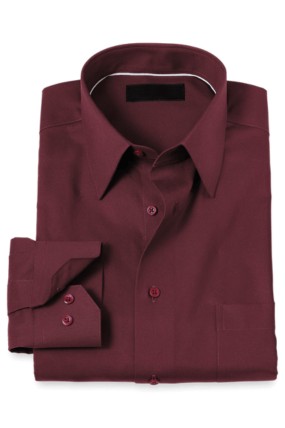 Burgundy Cotton Twill Spread Collar Shirt